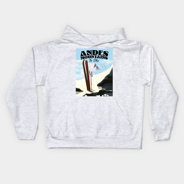 Andes Mountains Ski poster Kids Hoodie by nickemporium1